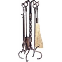Uniflame  F-1323  5pc Antique Copper Wrought Iron Fireset with Swirl Handles - B000LS2FRM